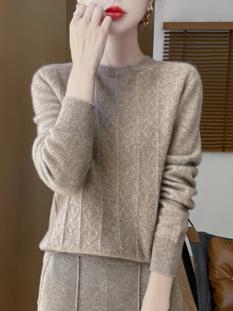 Dames Trui O-hals Gebreid van 100% Merino Wol voor Casual en Formele Gelegenheden 7