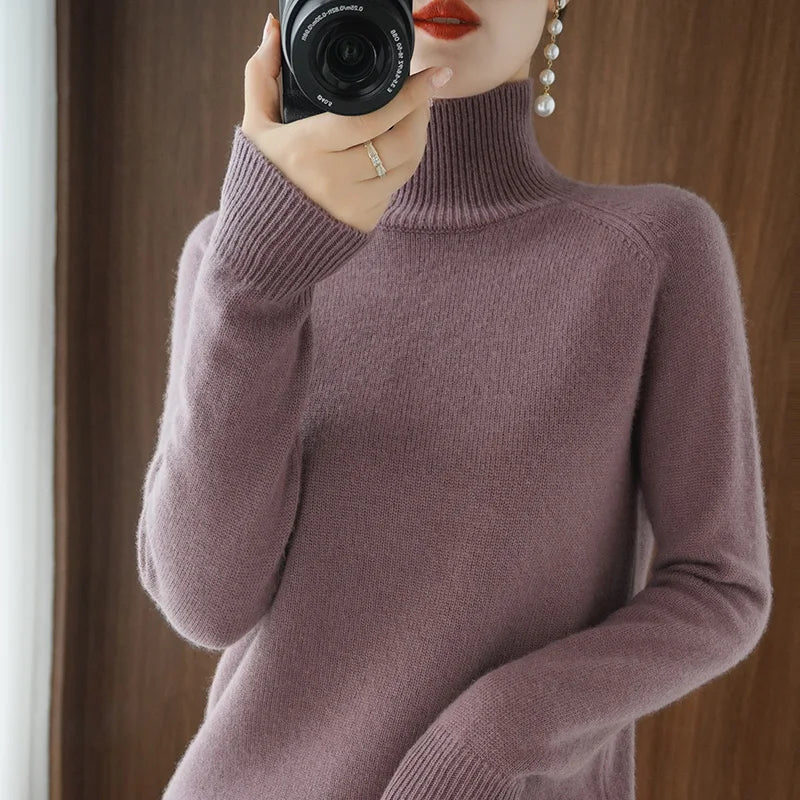 Dames Turtleneck Trui Merino Wol Zacht Herfst Winter 12