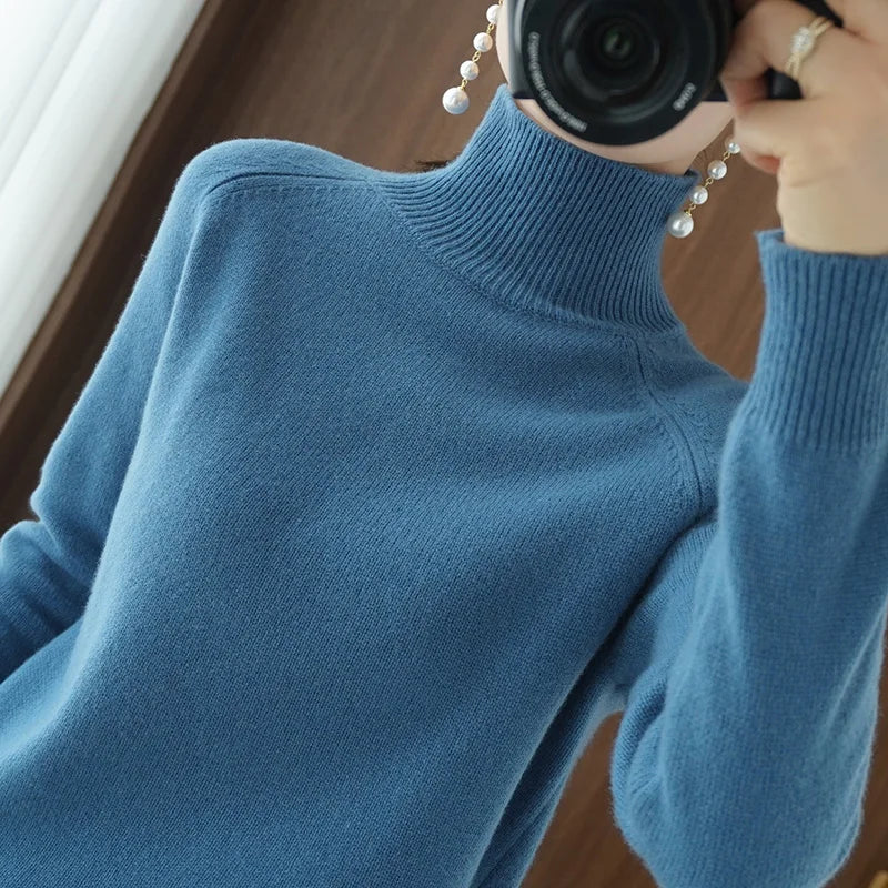 Dames Turtleneck Trui Merino Wol Zacht Herfst Winter 8