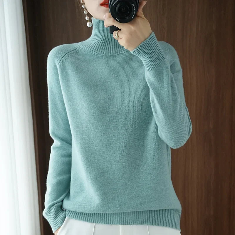 Dames Turtleneck Trui Merino Wol Zacht Herfst Winter 9