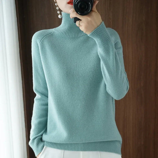Dames Turtleneck Trui Merino Wol Zacht Herfst Winter 9