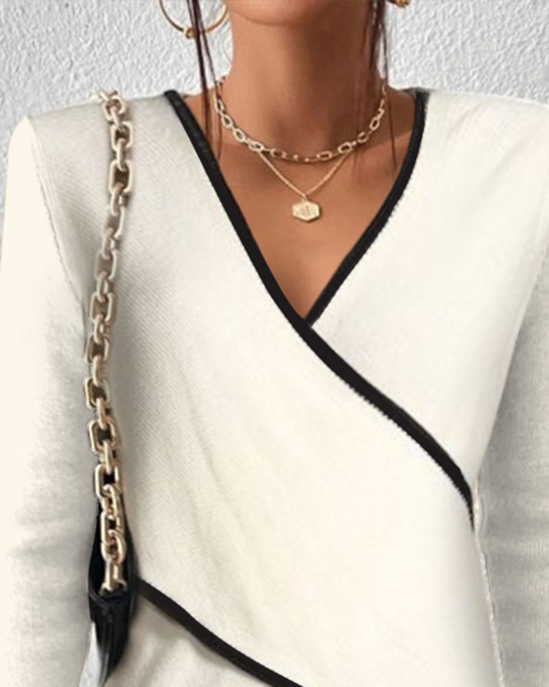 Dames V-Ausschnitt Pullover Warme Zachte Trui Casual en Chic 1