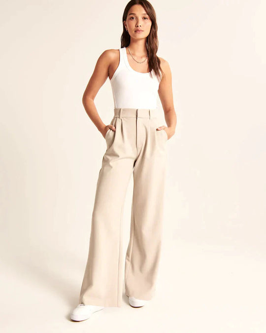 Dames Wijd Uitlopende Broek Getailleerd Polyester 2