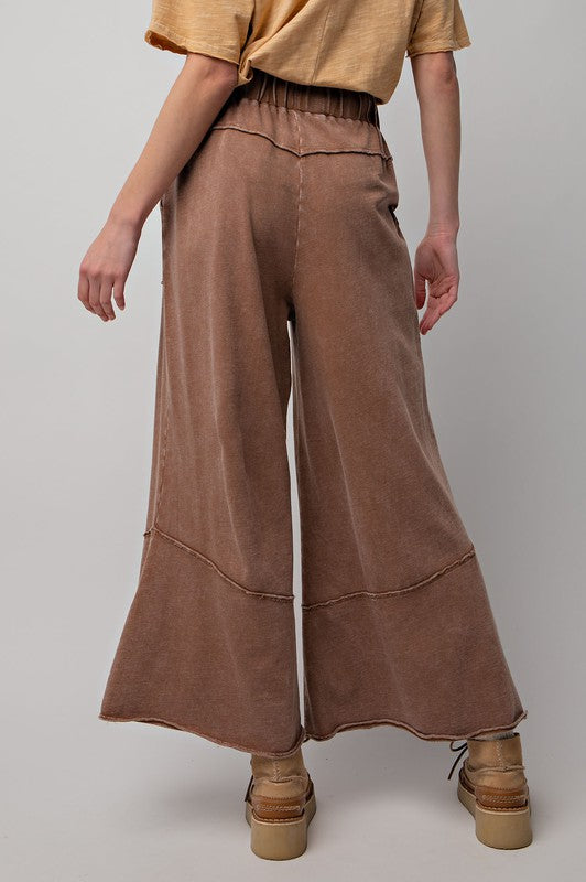 Dames Wijde Pantalon van Terry Knit in Mineral Wash 2