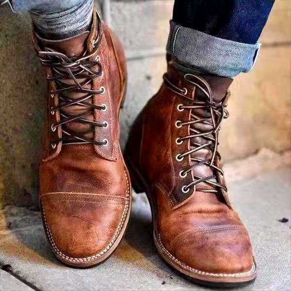 Herre Støvler Lace-Up Læder Robust Design-1