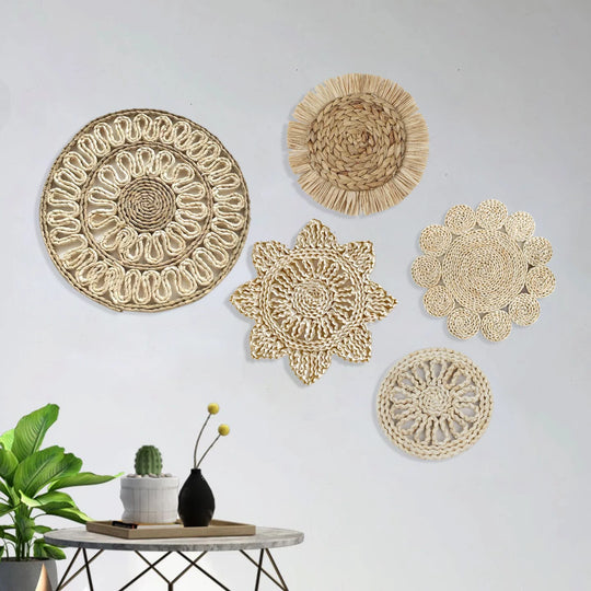 Decor de perete din fibre naturale cu design artistic 3