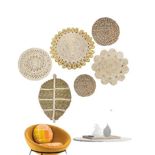 Decor de perete din fibre naturale cu design artistic 4