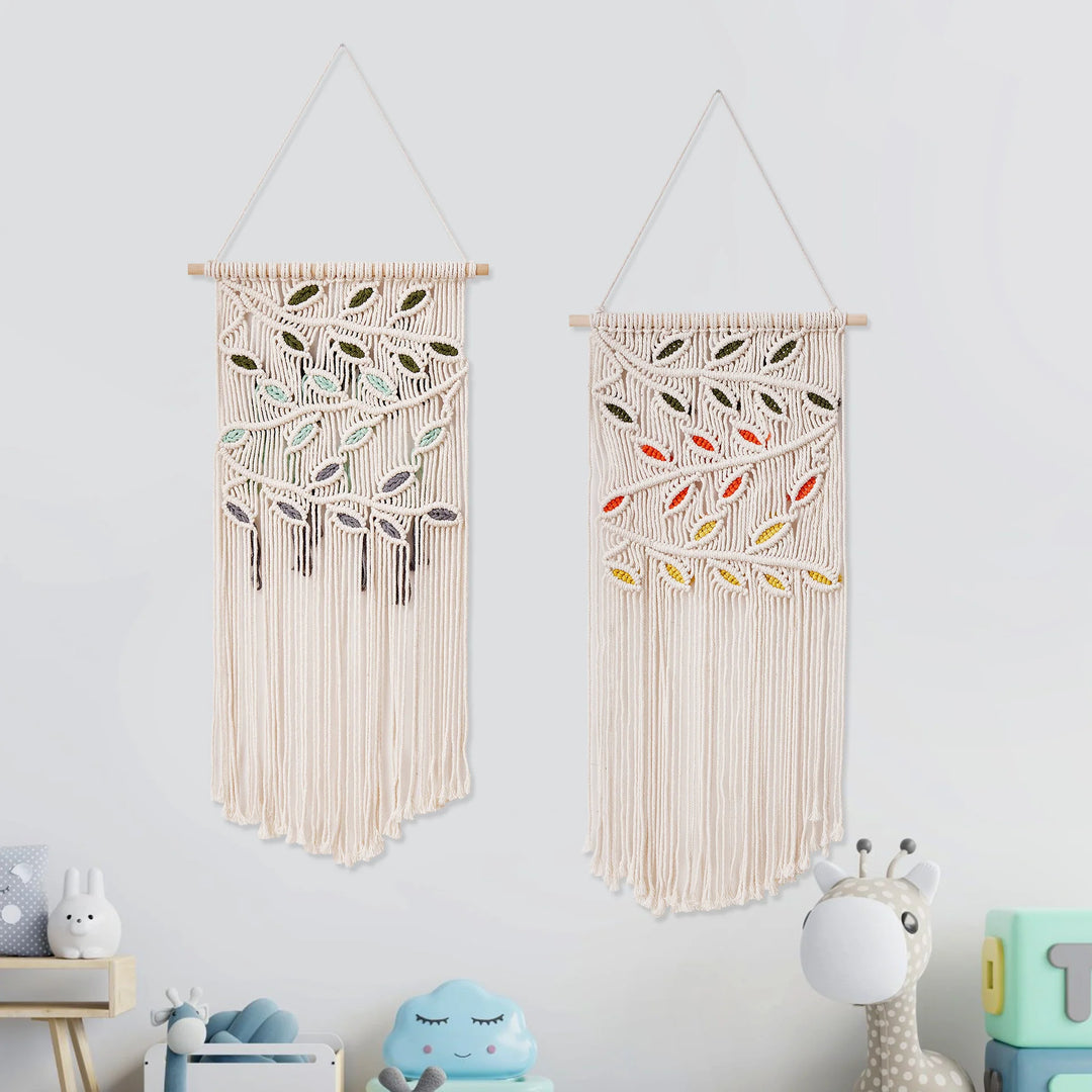 Decor de perete macramé cu frunze suspendate pentru femei 0