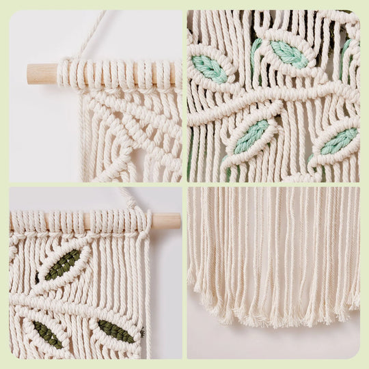 Decor de perete macramé cu frunze suspendate pentru femei 1
