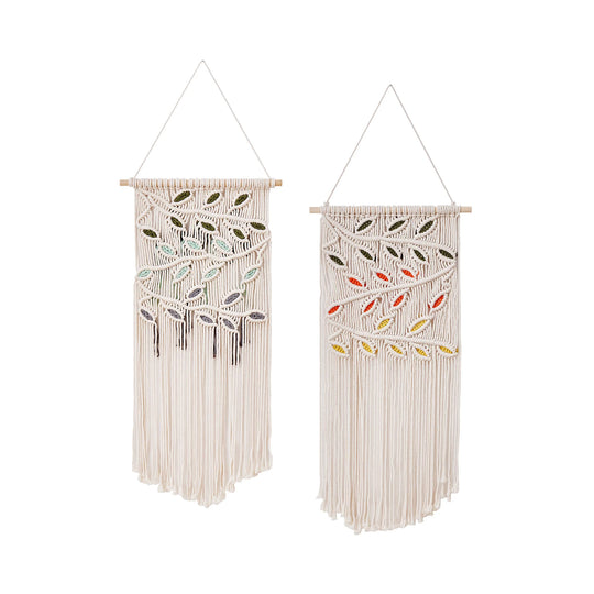 Decor de perete macramé cu frunze suspendate pentru femei 3