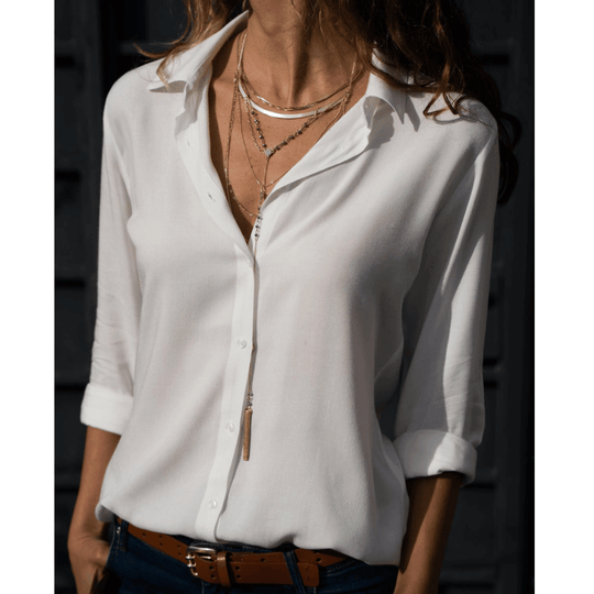 Skjortebluse Dame Elegant Design Blød 100% Bomuld-1
