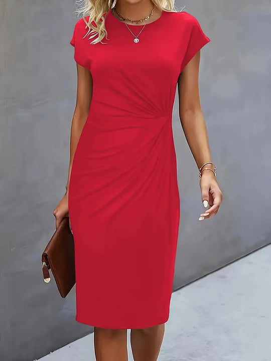 Variant image for Kvinders Midi Kjole Rund Hals Let Stof Elegant-7