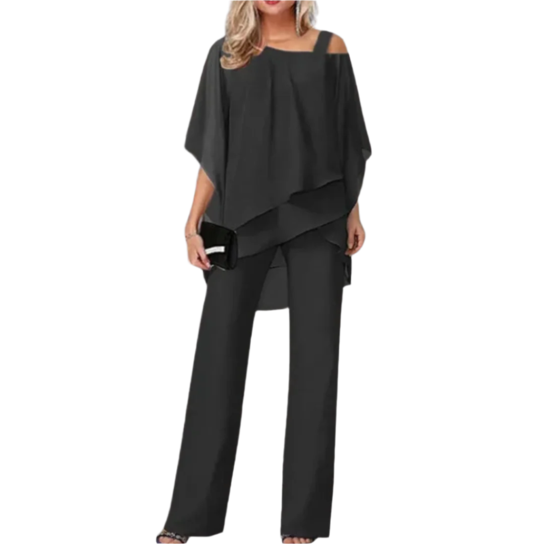Ensemble Femme Chic Haut Asymétrique et Pantalon Large 0