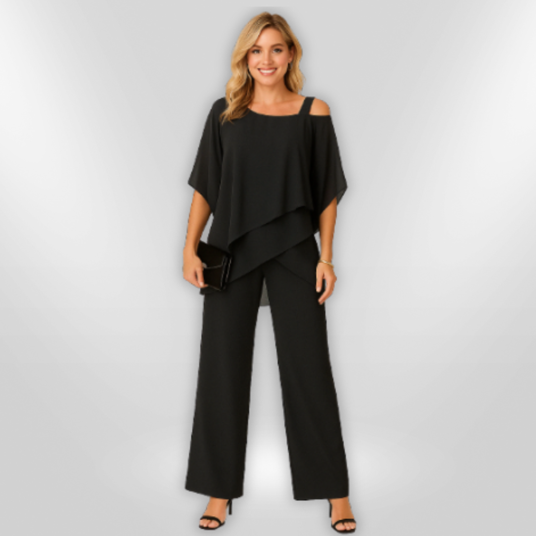 Ensemble Femme Chic Haut Asymétrique et Pantalon Large 1