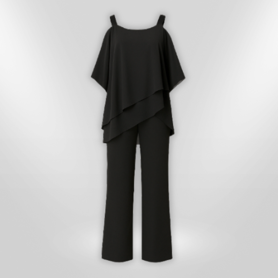 Ensemble Femme Chic Haut Asymétrique et Pantalon Large 2