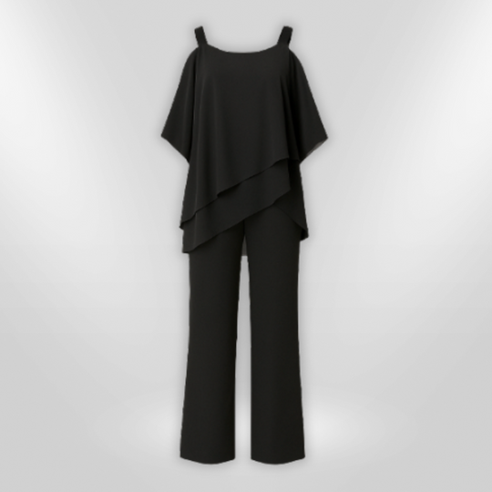 Ensemble Femme Chic Haut Asymétrique et Pantalon Large 2
