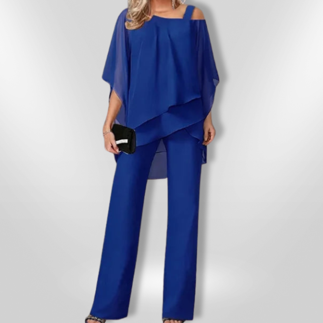 Ensemble Femme Chic Haut Asymétrique et Pantalon Large 3
