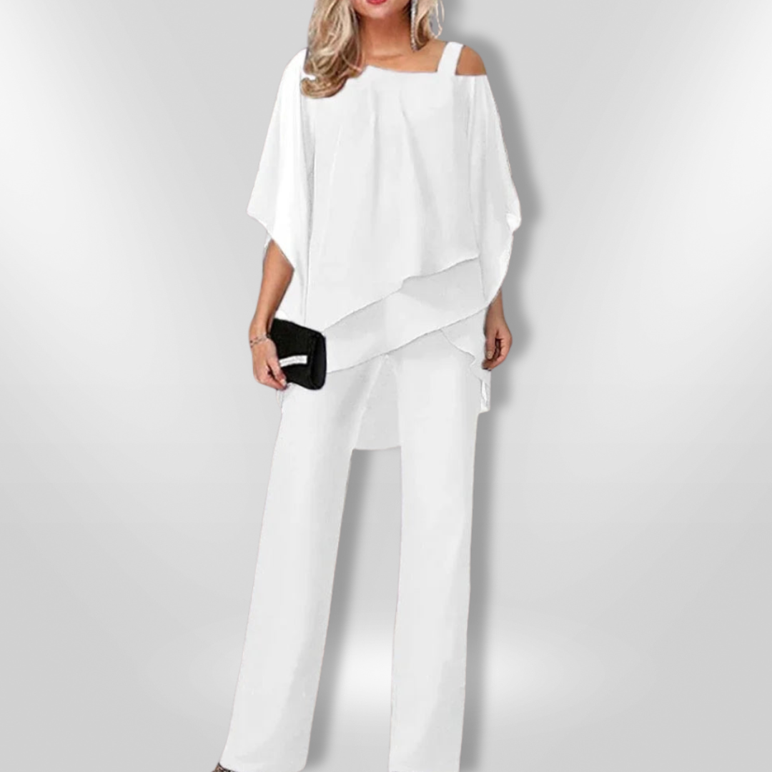 Ensemble Femme Chic Haut Asymétrique et Pantalon Large 4