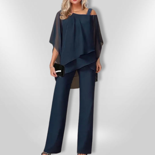 Ensemble Femme Chic Haut Asymétrique et Pantalon Large 5