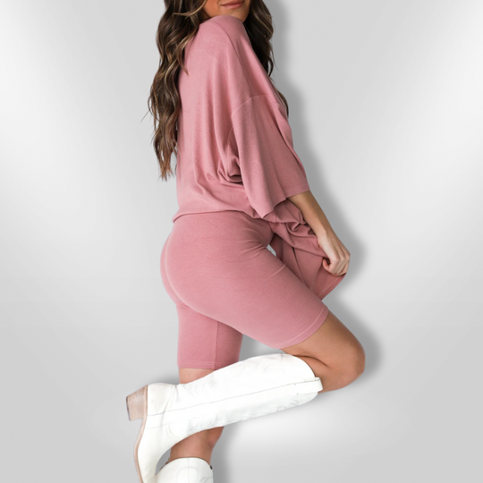 Ensemble Femme Décontracté Tissu Doux Haut Oversized Short Casual 10