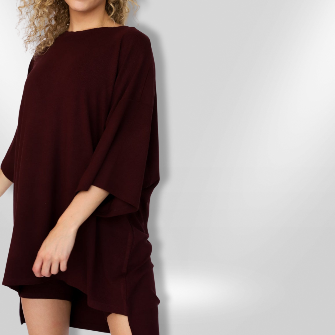 Ensemble Femme Décontracté Tissu Doux Haut Oversized Short Casual 12