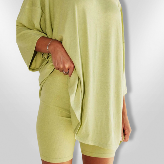 Ensemble Femme Décontracté Tissu Doux Haut Oversized Short Casual 5