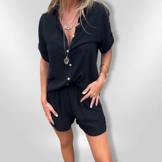 Ensemble d'Été Femme Chemise Boutonnée et Shorts Ajustés 4