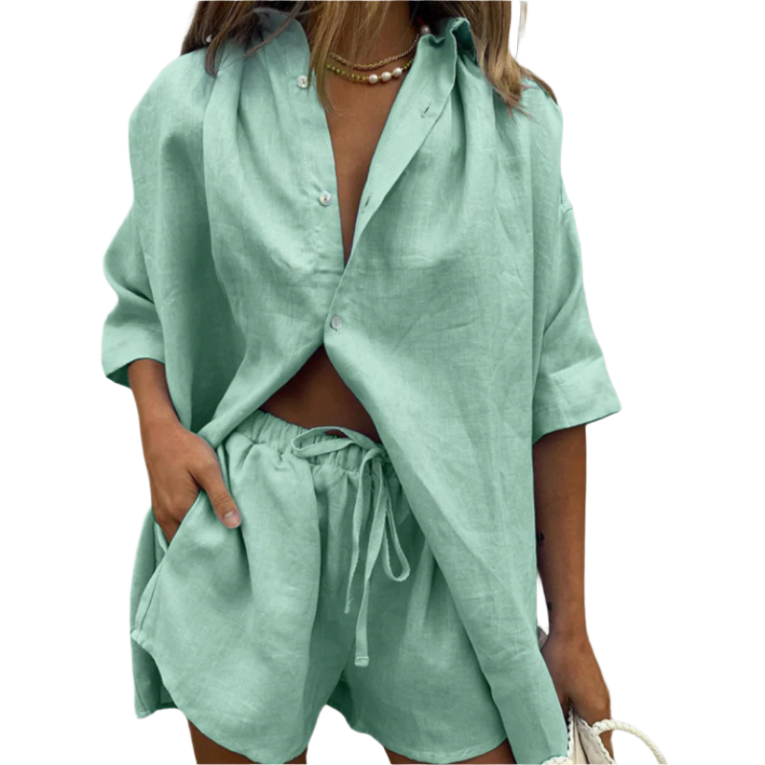 Ensemble d'Été Femme Chemise Oversize et Short Ajustable 0