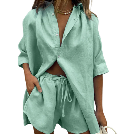 Ensemble d'Été Femme Chemise Oversize et Short Ajustable 0