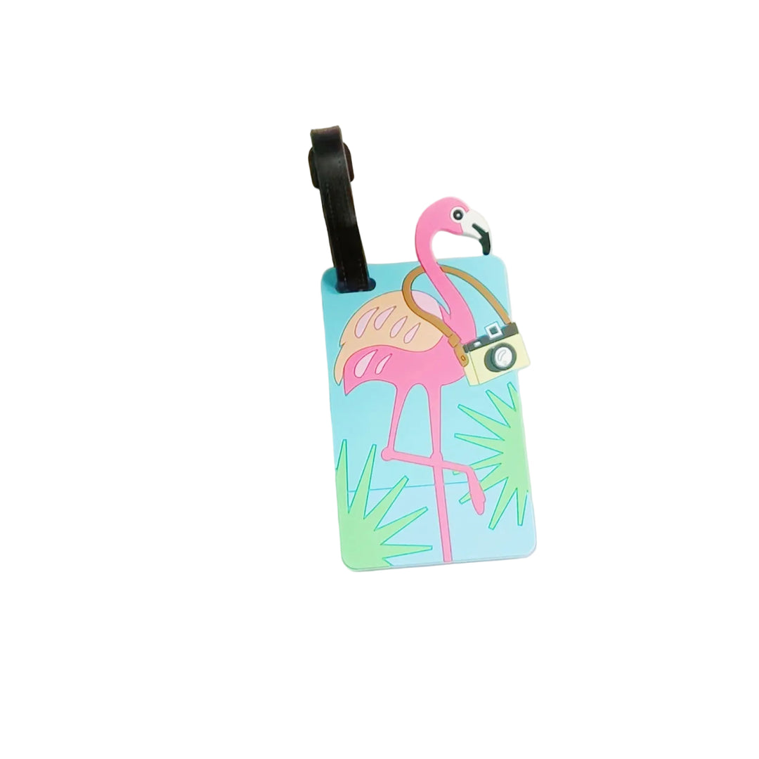 Etichetă de bagaje unisex cu design flamingo vibrant 0