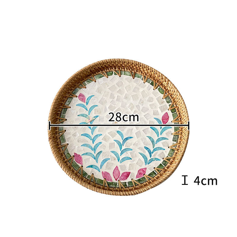 Farfurie de Servire Rotundă cu Mozaic pentru Femei, Design Modern cu Motive Florale 0