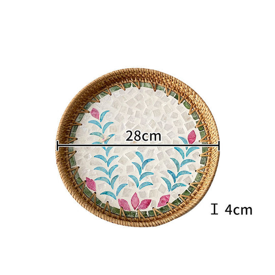 Farfurie de Servire Rotundă cu Mozaic pentru Femei, Design Modern cu Motive Florale 0