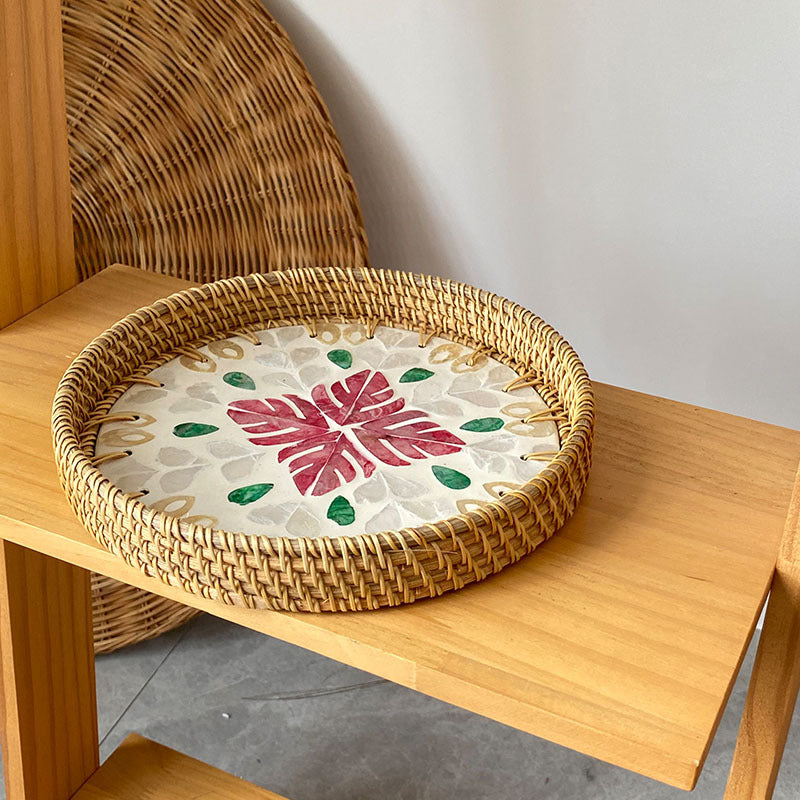 Farfurie de Servire Rotundă cu Mozaic pentru Femei, Design Modern cu Motive Florale 3