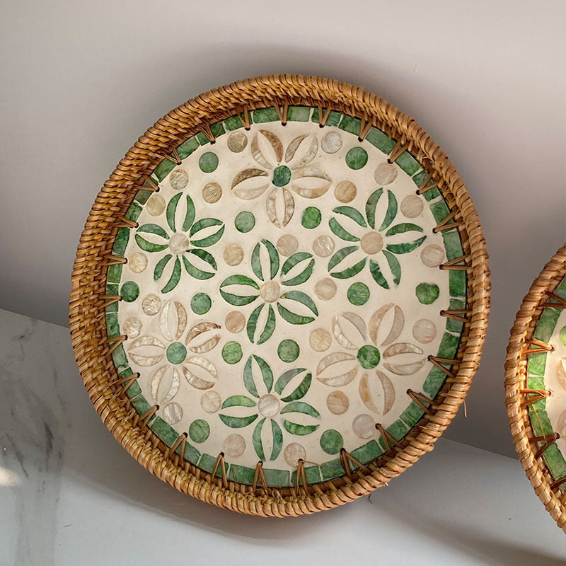 Farfurie de Servire Rotundă cu Mozaic pentru Femei, Design Modern cu Motive Florale 4