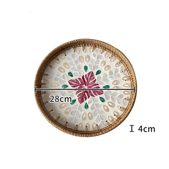 Farfurie de Servire Rotundă cu Mozaic pentru Femei, Design Modern cu Motive Florale 6