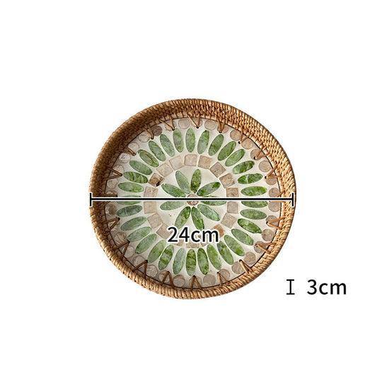 Farfurie de Servire Rotundă cu Mozaic pentru Femei, Design Modern cu Motive Florale 7