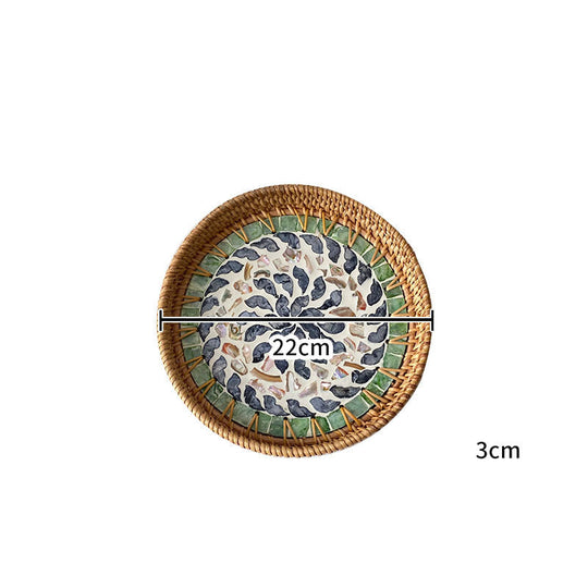 Farfurie de Servire Rotundă cu Mozaic pentru Femei, Design Modern cu Motive Florale 8