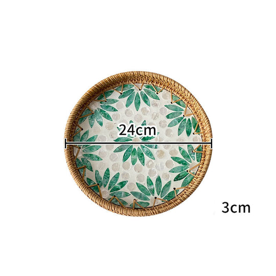 Farfurie de Servire Rotundă cu Mozaic pentru Femei, Design Modern cu Motive Florale 9