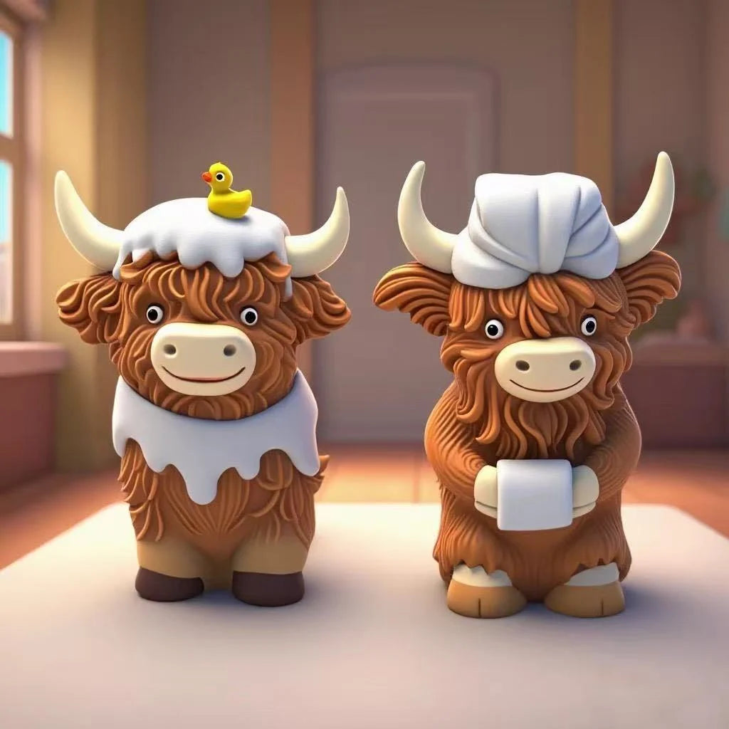 Figurină Decorativă Vacă Highland Amuzantă Tip Bol 1