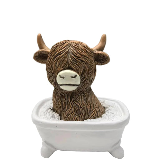 Figurină Decorativă Vacă Highland în Cadă Amuzantă 0