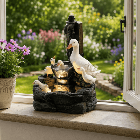 Figurină de Grădină Rață și Veveriță Decorativă pentru Spații Exterioare 1