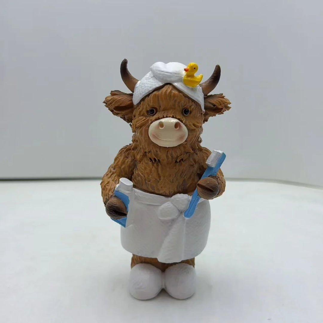 Figurină de baie cu vită Highland amuzantă pentru decor 10