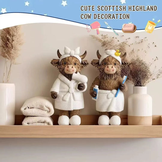Figurină de baie cu vită Highland amuzantă pentru decor 2