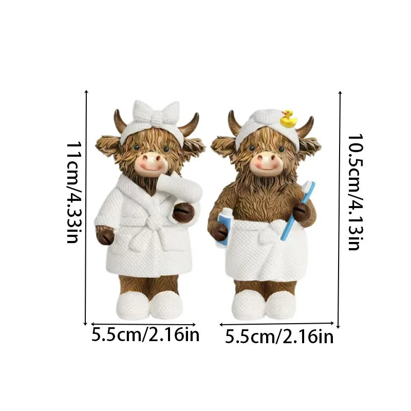 Figurină de baie cu vită Highland amuzantă pentru decor 8