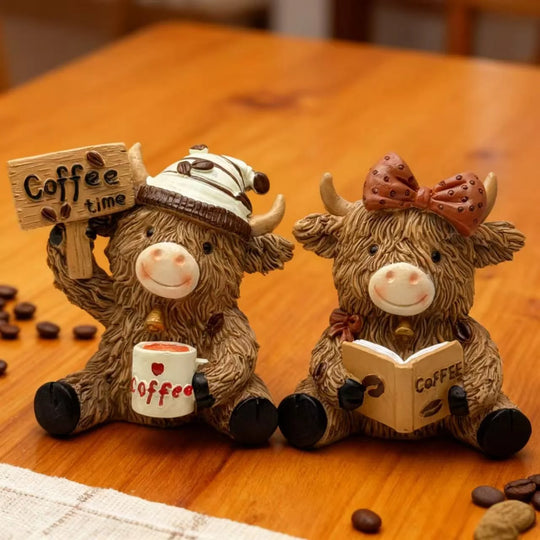 Figurină decorativă Vacă Highland cu Tematică Cafea 1