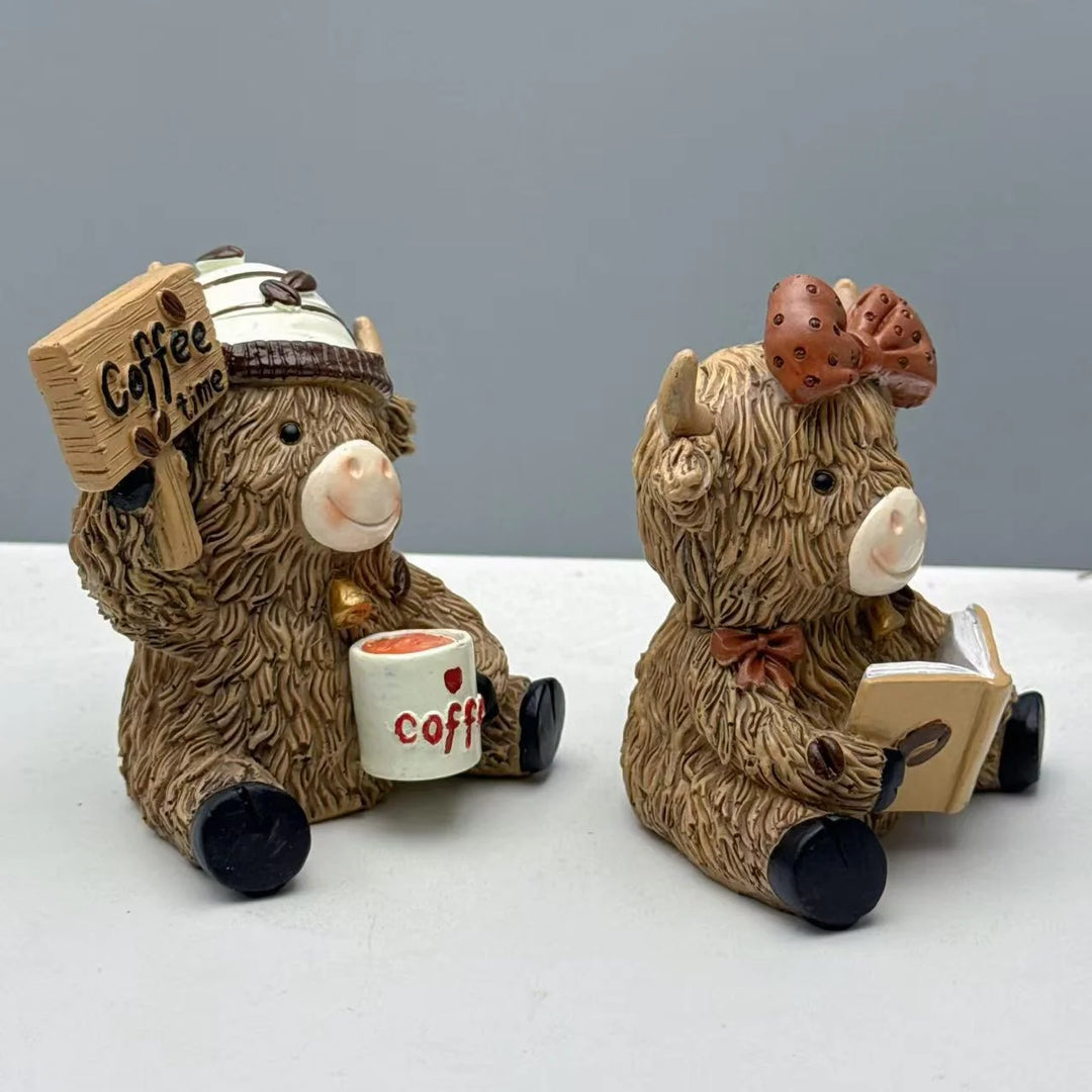Figurină decorativă Vacă Highland cu Tematică Cafea 2