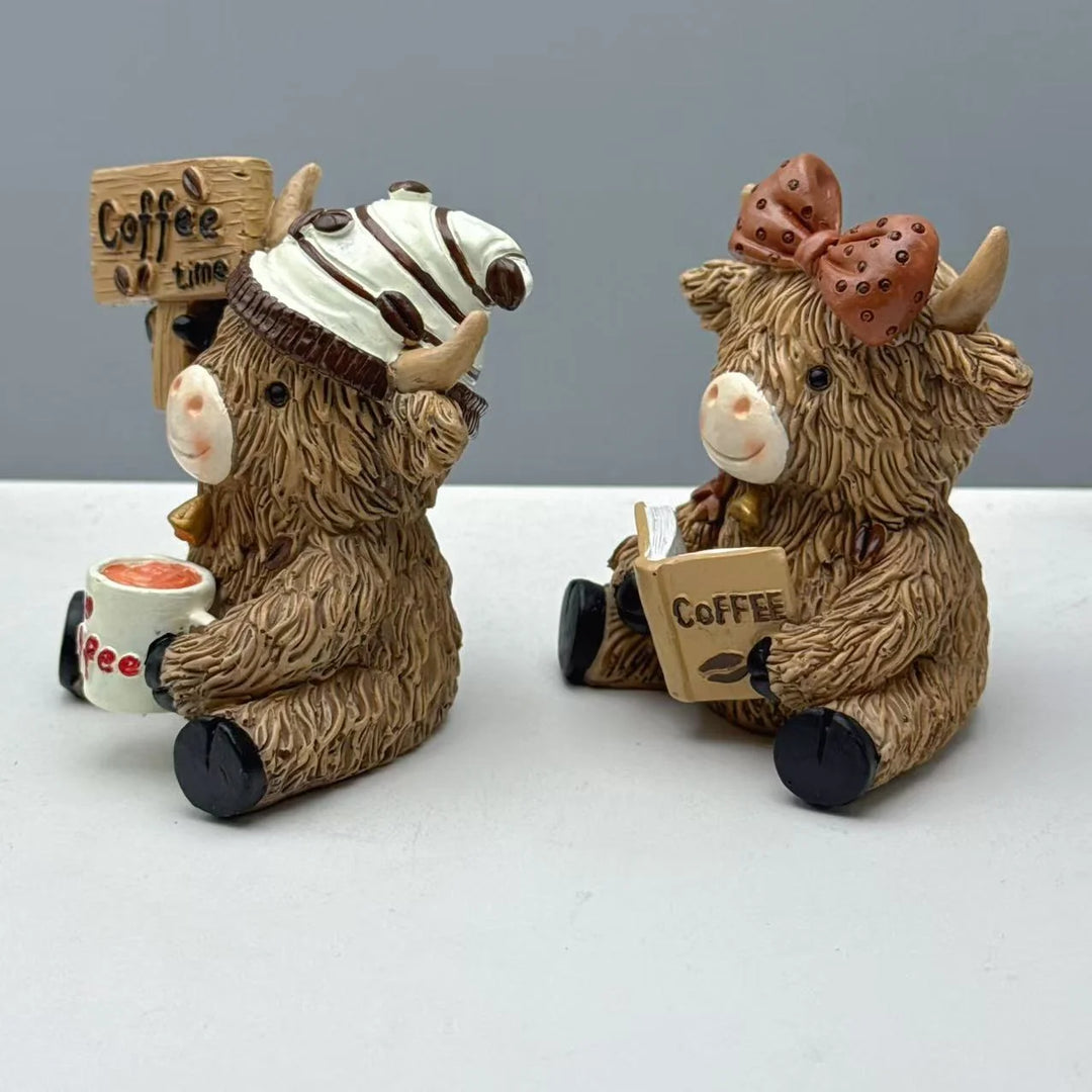 Figurină decorativă Vacă Highland cu Tematică Cafea 3