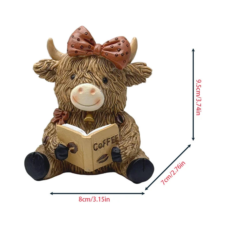 Figurină decorativă Vacă Highland cu Tematică Cafea 7