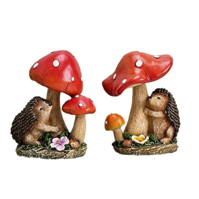 Figurină decorativă cu arici și ciuperci pentru interior și exterior 5