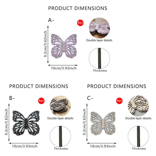 Figurină decorativă fluture din lemn cu efect 3D 5